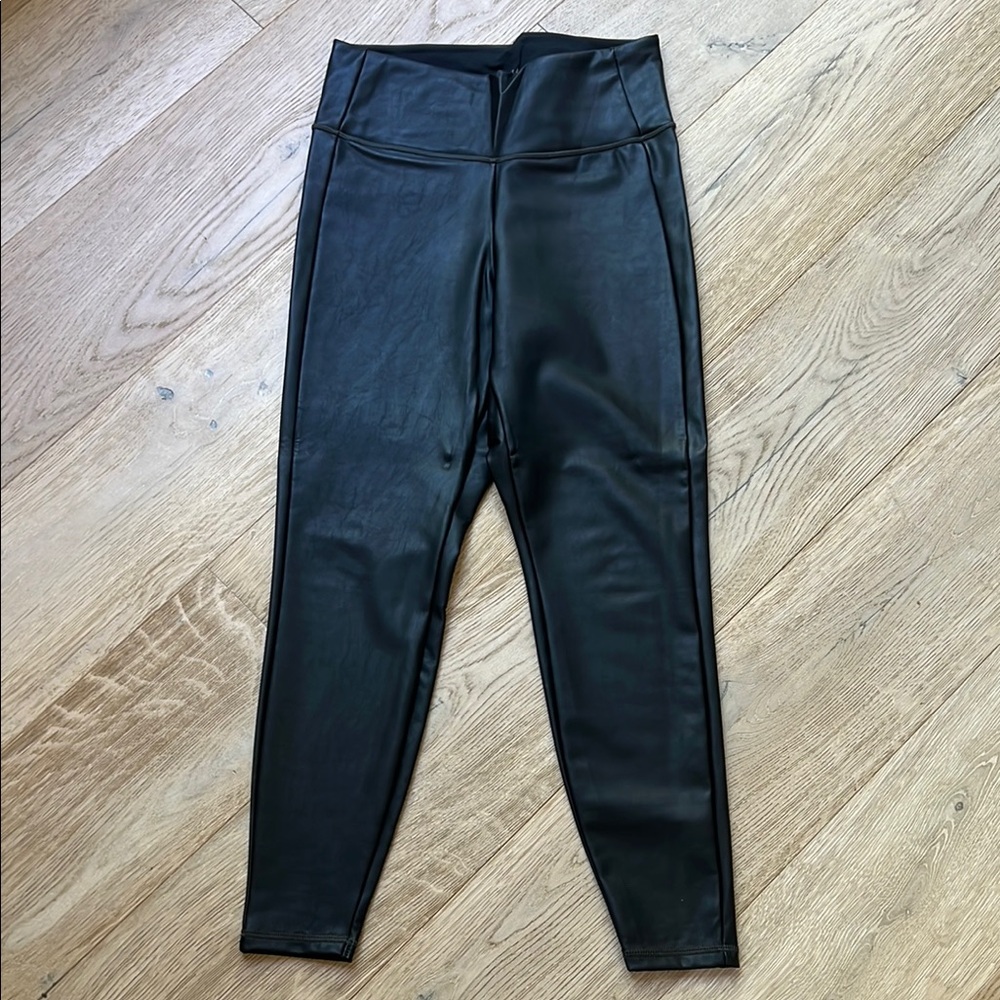 Athleta high waist black leather leggings. Size small